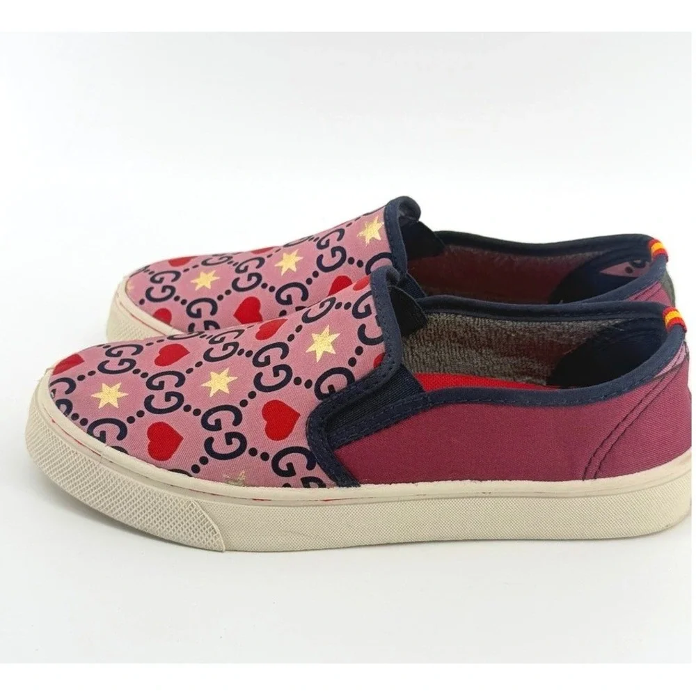 Respoke Gucci Silk Scarf Slip On Sneakers Pink Heart Star GG Monogram size‎ 6 36
